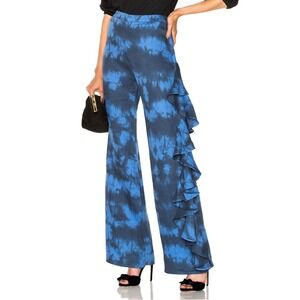 Alexis Makensie Pant in Blue Dye, Wide Leg, Ruffle Trim, Women's Size XS/S (28")